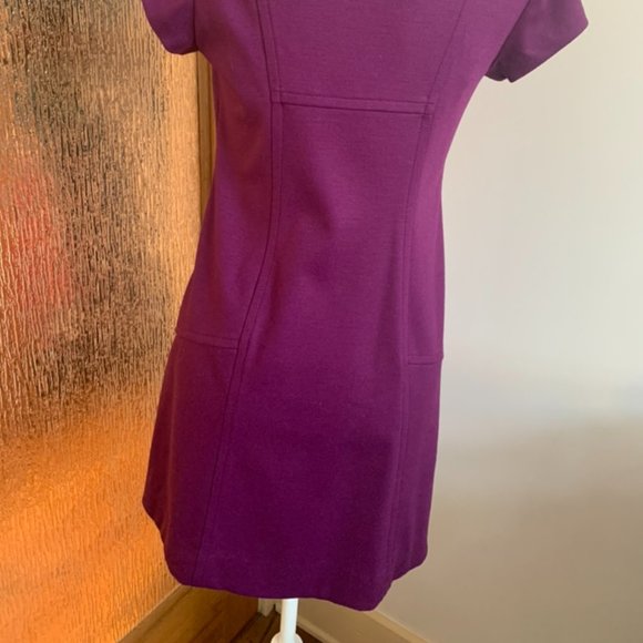 Vintage DVF Purple Wool Shift Dress - Size 4 - Picture 6 of 9